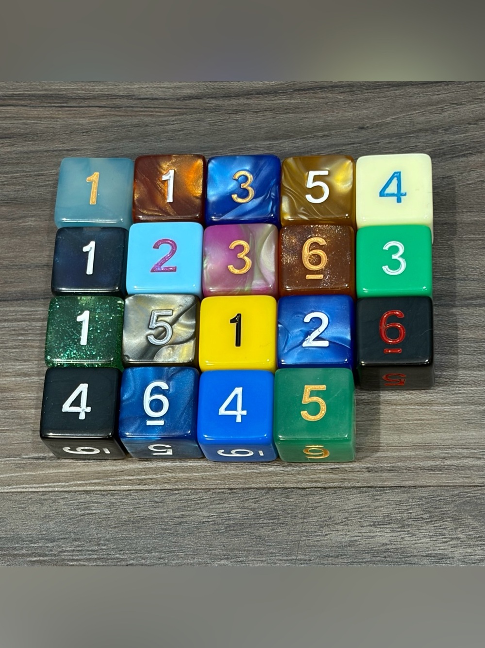 Lot of 19 Multicolor Plastic 6-Sided Cube Dice (D6) Board Game Role Playing